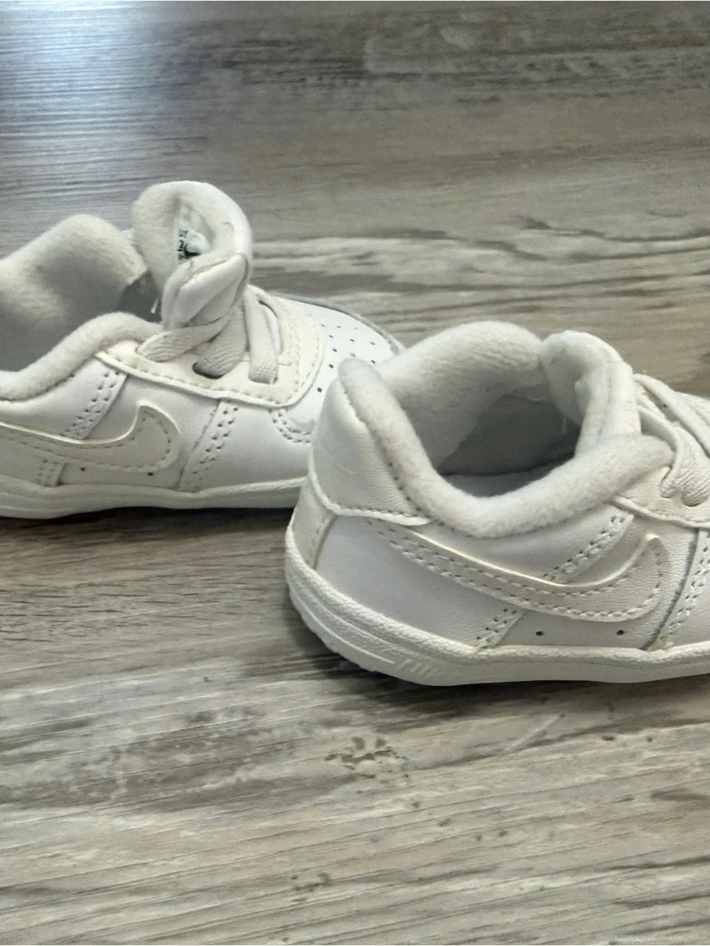 Nike Baby White Leather Lace-Up Sneakers